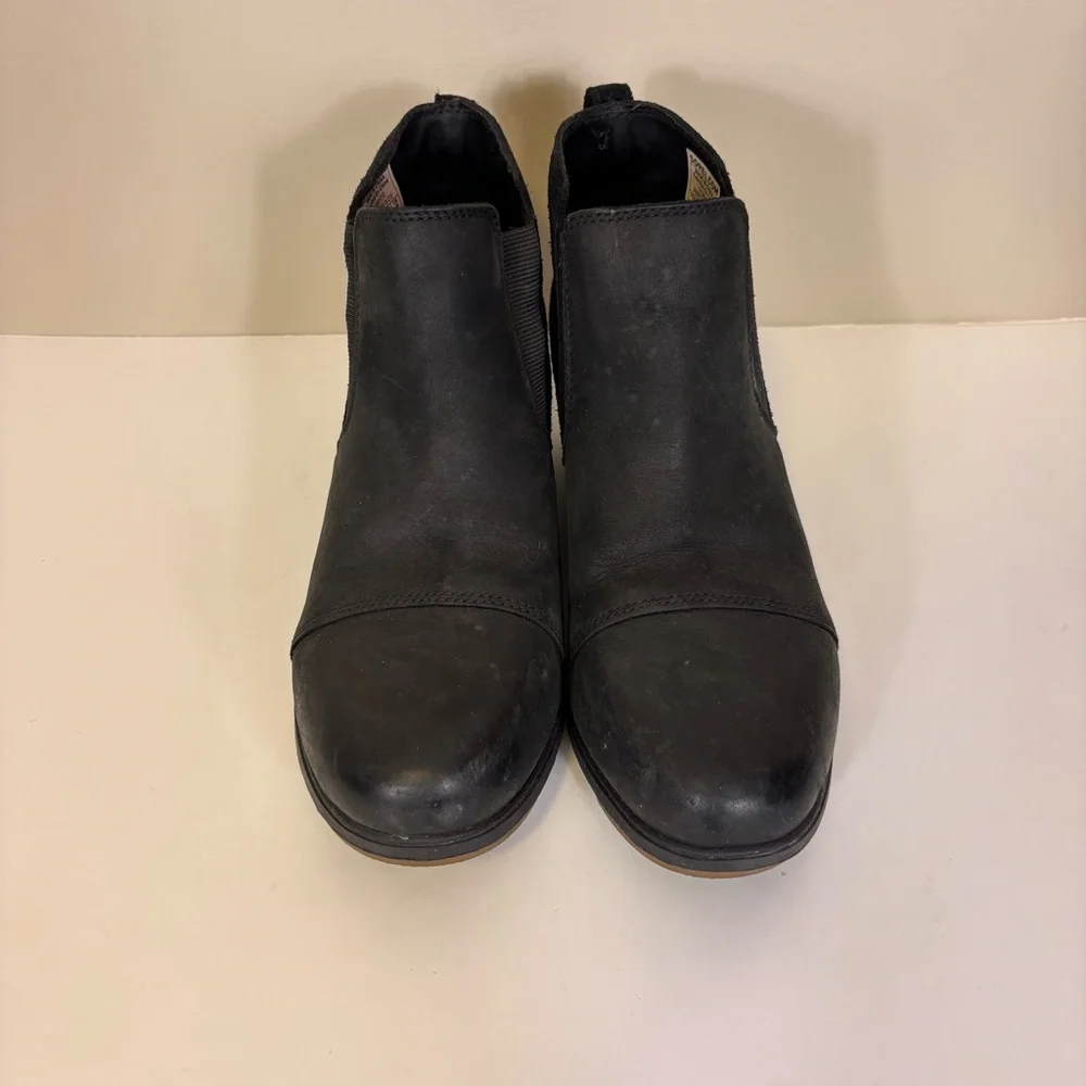 Sorel‎ Black Leather & Suede Wedge Ankle Booties 9